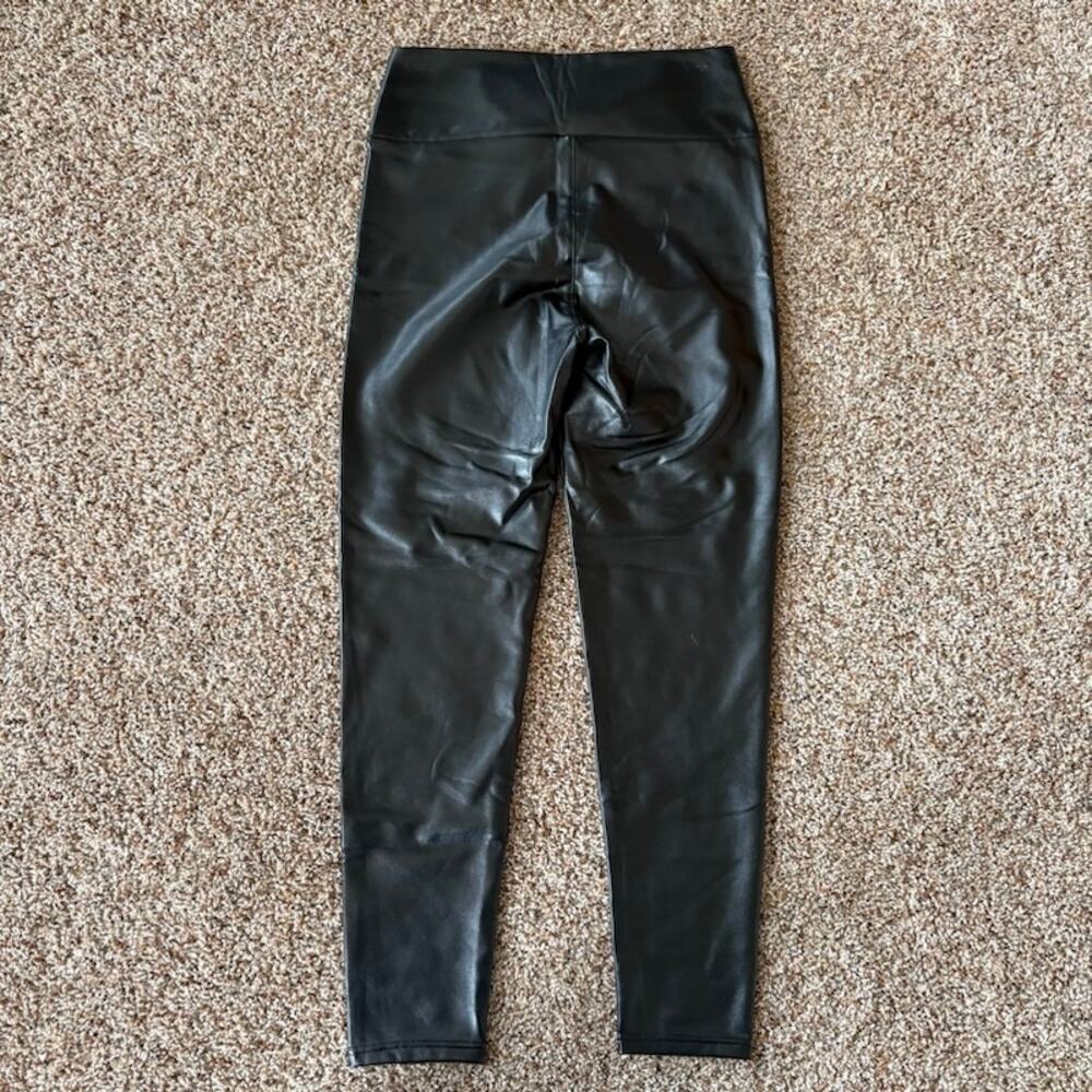 Unbranded Black Faux Leather High Waist Straight Leg Leggings sz Medium - Picture 2 of 7